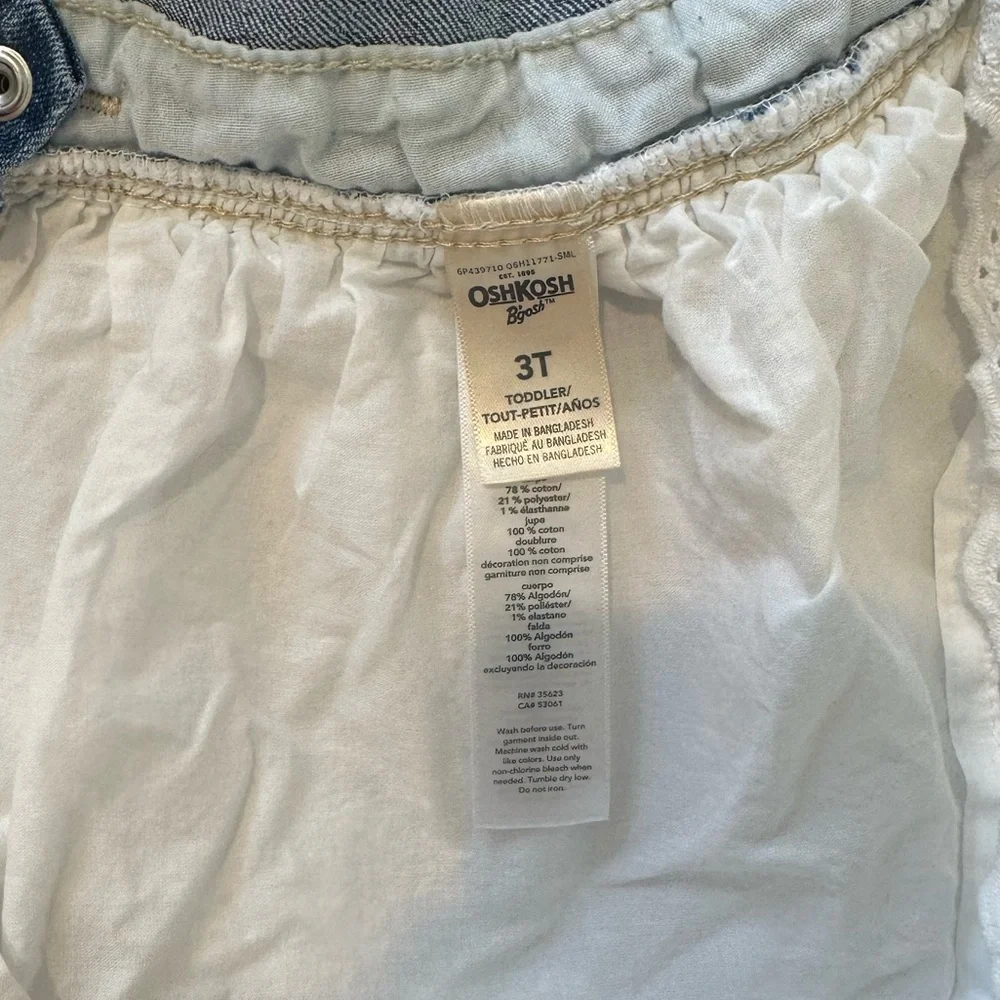 OshKosh B’Gosh Toddler Denim & White Eyelet Overall Dress